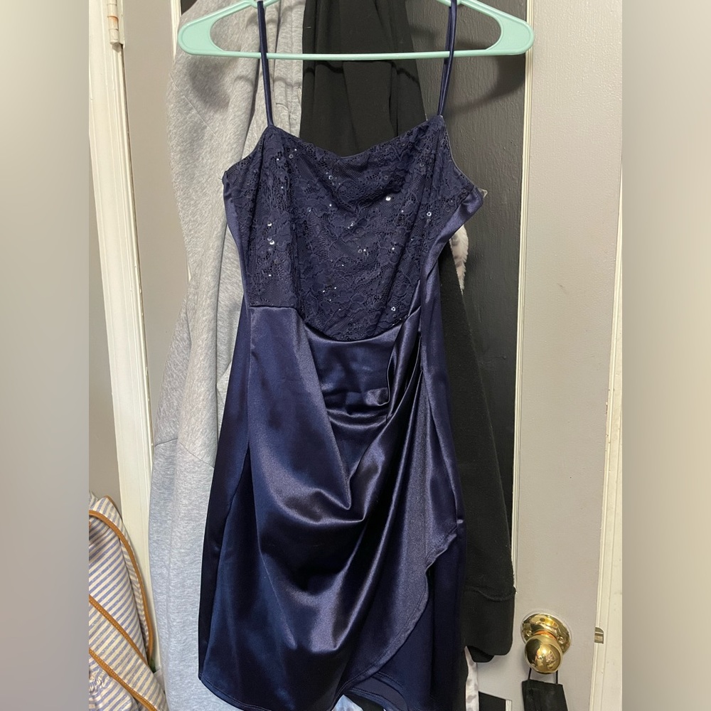Blue formal mini dress